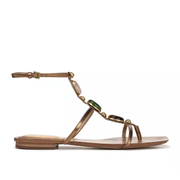 🆕 Alba Stone Trim Thong Sandals - Gold - Picture 2 of 6
